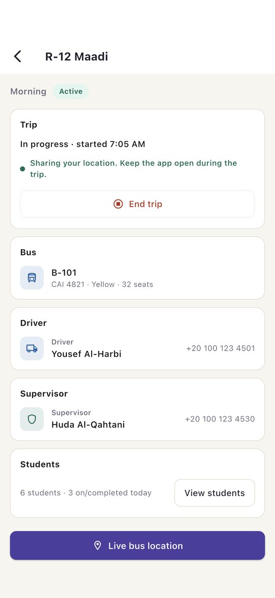 Driver app with a trip in progress